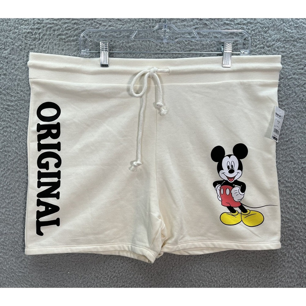 Disney Shorts Womens 3XL XXXL White Sweat Short Original Mickey Mouse Athleisure